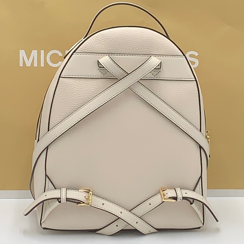 NWT MICHAEL KORS VALERIE MEDIUM PEBBLED LEATHER BACKPACK LIGHT CREAM COLOR - Picture 2 of 15